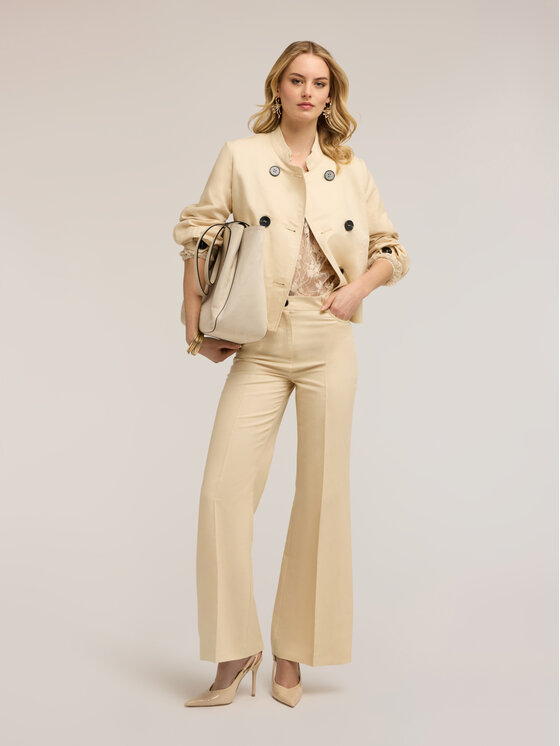 Motivi Motivi Spodnie materiałowe P083Q004529N011 Kremowy Flare Fit