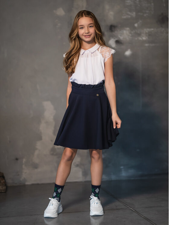 SLY SLY Spódnica 5S-304B Granatowy Comfortable Fit