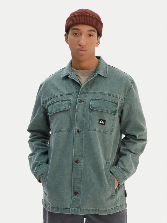 Quiksilver Quiksilver džinsiniai marškiniai Mohab Washed Twill EQYWT04654 Žalia Oversize