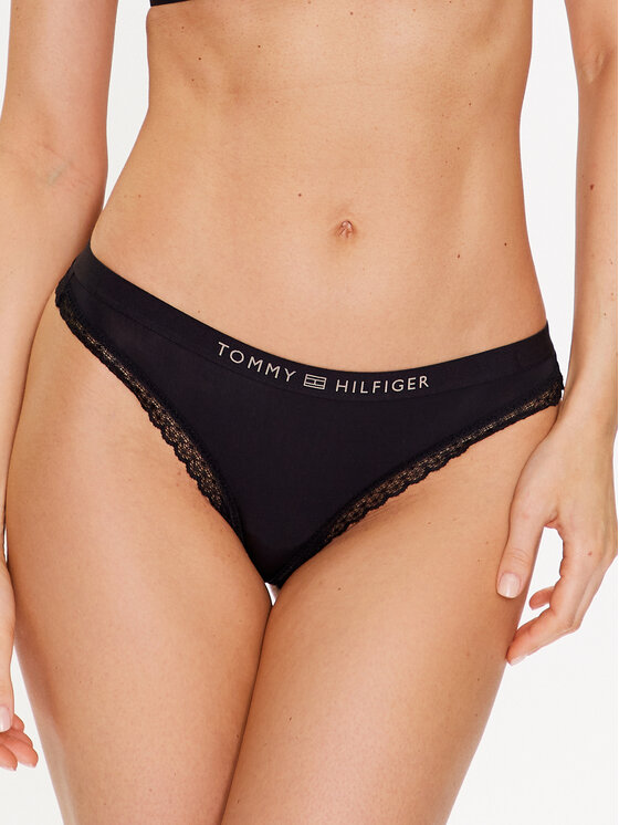 Tommy Hilfiger Stringové nohavičky UW0UW04184 Čierna