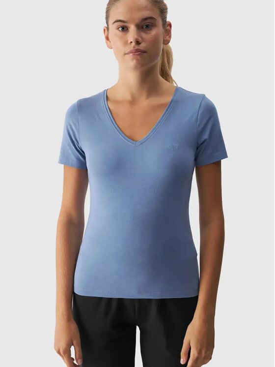 4F 4F T-Shirt 4FAW24TTSHF1649-32S Niebieski Slim Fit