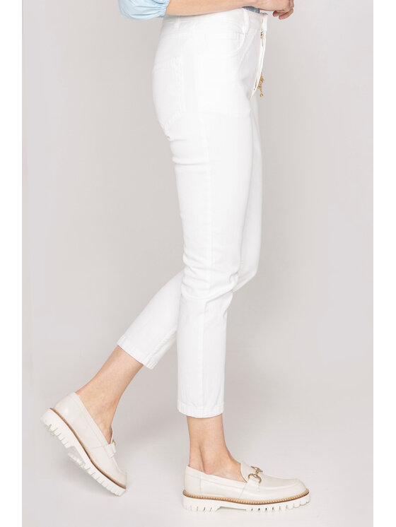 Deni Cler Milano Deni Cler Milano Spodnie materiałowe W-DC-5224-D2-H6-10-1 Biały Slim Fit