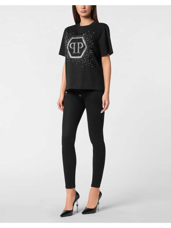 PHILIPP PLEIN PHILIPP PLEIN T-Shirt 23595 Czarny Over Fit