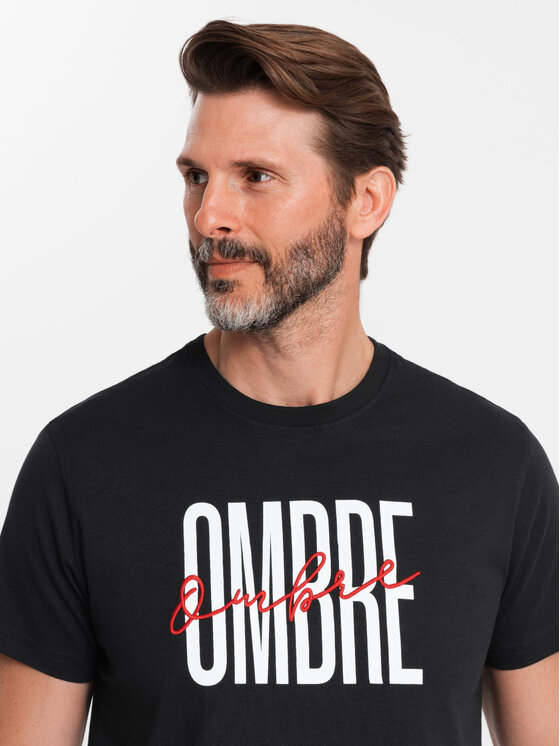 Ombre Ombre T-Shirt OM-TSPT-0210 Czarny Regular Fit