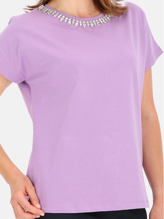 Perso Perso T-Shirt TCE243000F Fioletowy Regular Fit