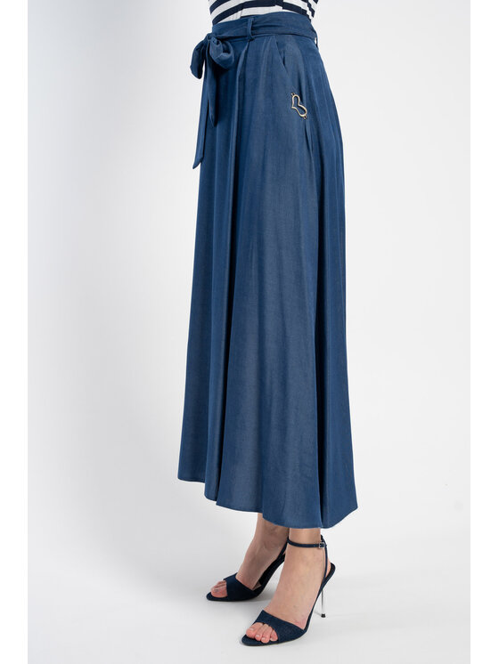 CLICK CLICK Midi sukňa 50-715 Tmavomodrá Relaxed Fit