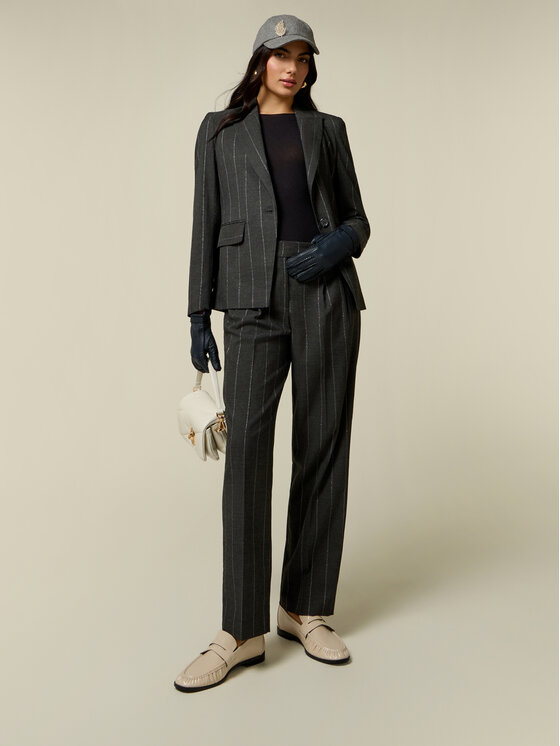 Oltre Oltre Spodnie materiałowe P071R009585N0S3 Szary Regular Fit