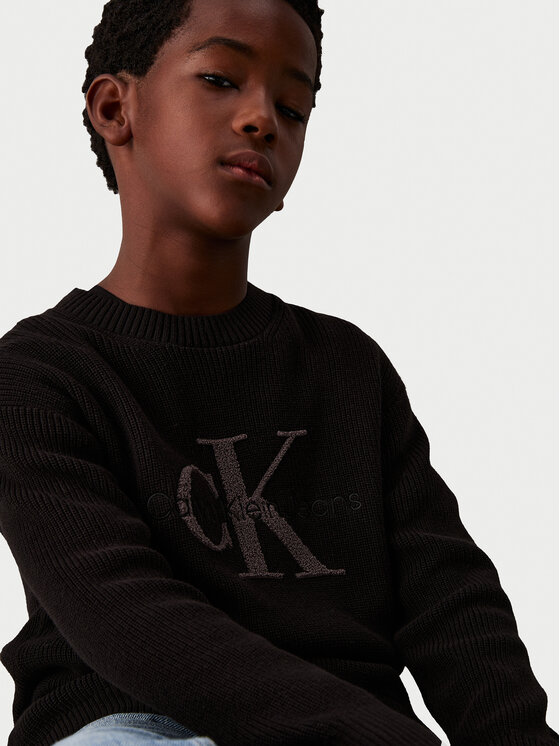 Calvin Klein Jeans Calvin Klein Jeans Pullover Towelling Ck IB0IB02219 Schwarz Regular Fit