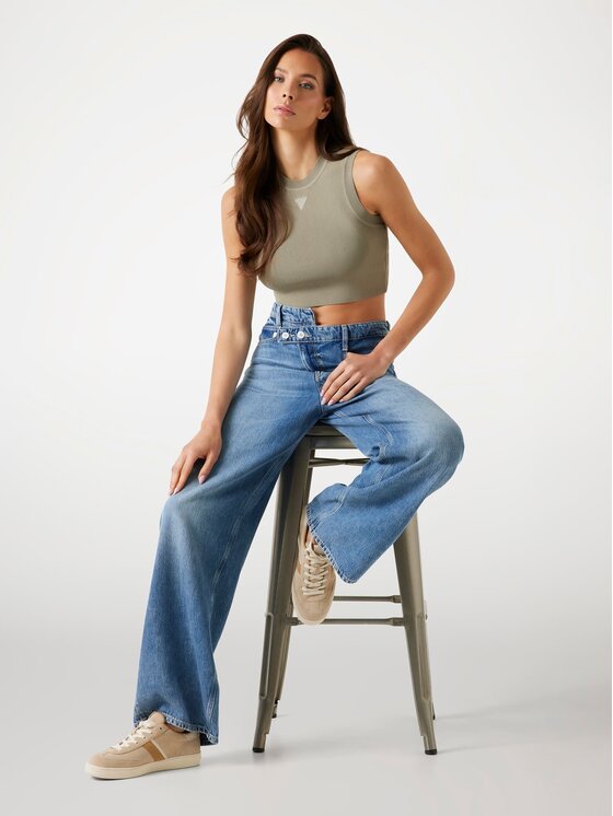 Guess Guess Top 161417 Zielony Classic Fit