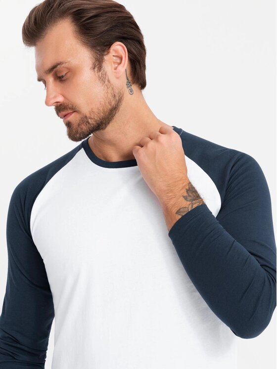 Ombre Ombre Longsleeve OM-LSCL-0105 Granatowy Regular Fit