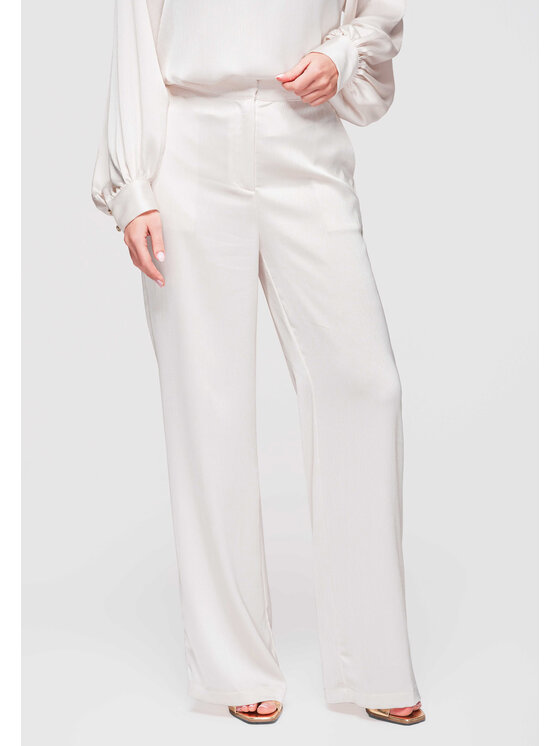 Ombre Ombre Spodnie materiałowe OW-PA-E0008 Biały Regular Fit