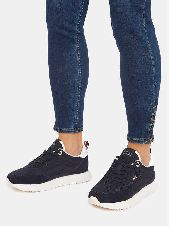 Tommy Hilfiger Tommy Hilfiger Laisvalaikio batai Flag Knit Runner FW0FW07916 Tamsiai mėlyna