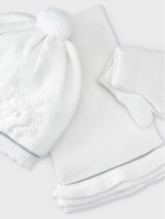 Completo cappello, sciarpa e guanti 10280 Bianco