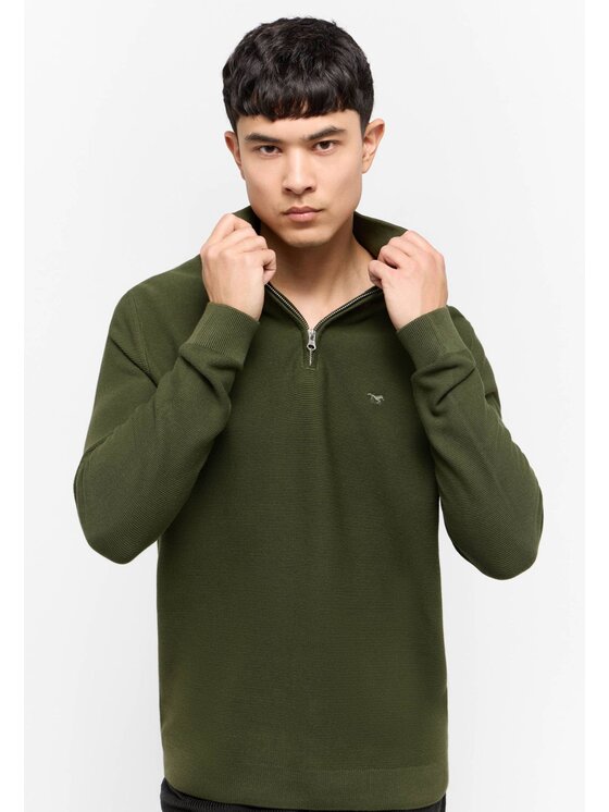 Mustang Mustang Sweter Everett Zielony Regular Fit