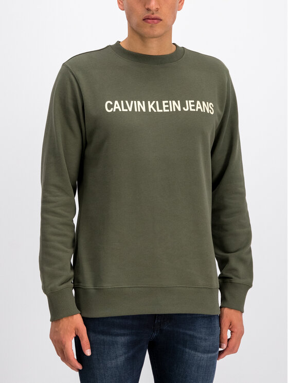 Calvin Klein Jeans Calvin Klein Jeans Pulóver Institutional Logo J30J307758 Zöld Regular Fit