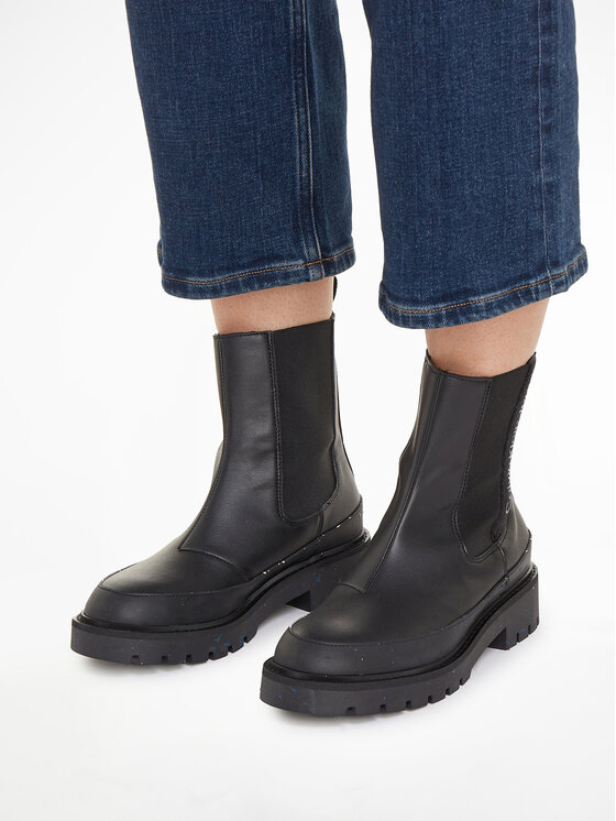 Calvin Klein Jeans Calvin Klein Jeans Ghete Jodhpur Combat Mid Chelsea Wn YW0YW01254 Negru