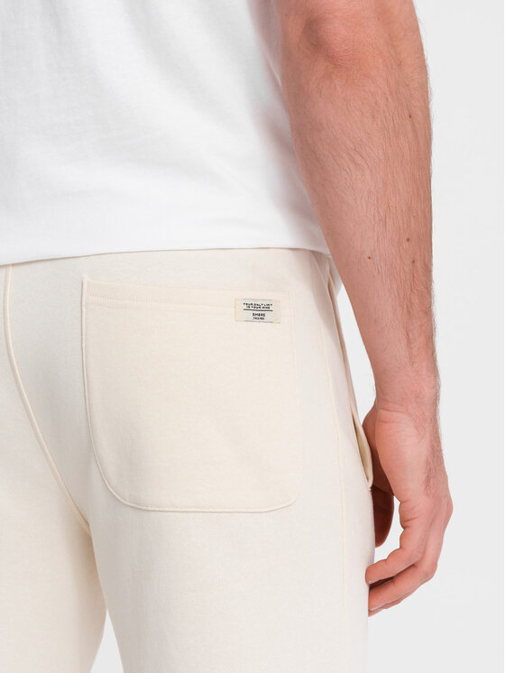 Ombre Ombre Spodnie dresowe OM-PABS-0206 Écru Regular Fit