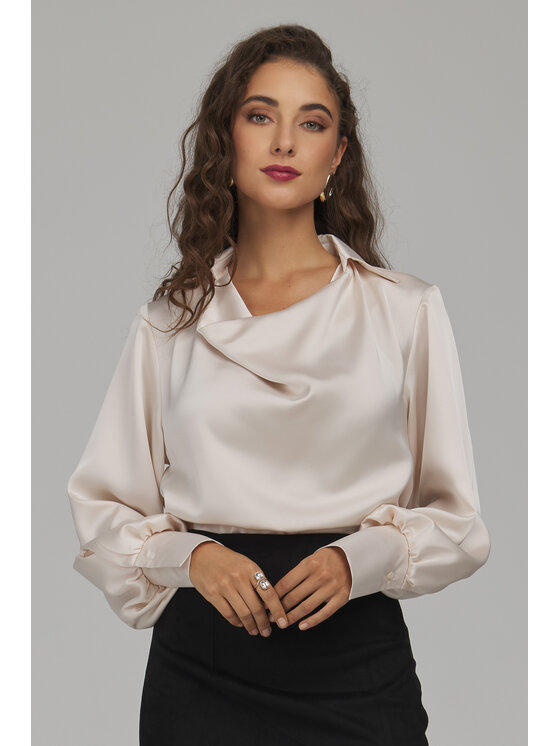 NIFE NIFE Blúzka B237 Krémová Regular Fit