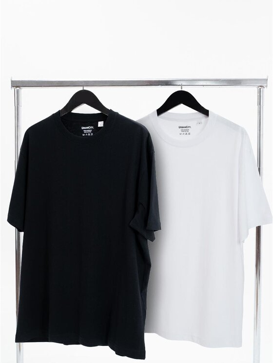 Urban City Urban City Komplet t-shirtów Zestaw 2 T-Shirtów Oversize Męskich Czarny / Biały Urban City No Logo L Czarny Oversize