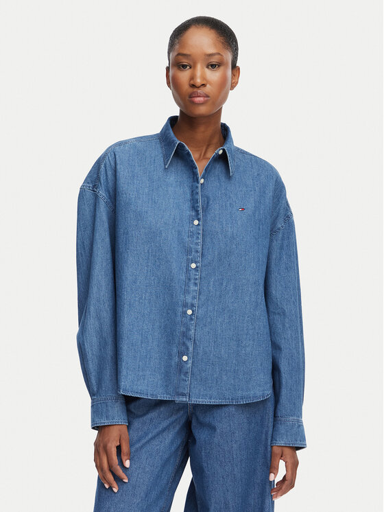 Tommy Hilfiger cămașă de blugi WW0WW50528 Albastru Boxy Fit