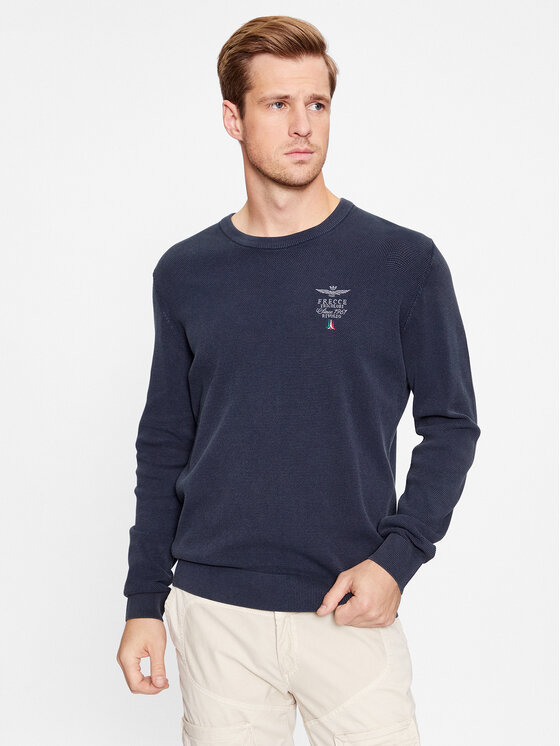 Férfi Sweater Aeronautica Militare, Méret: XL, Sötétkék, 232MA1394L463