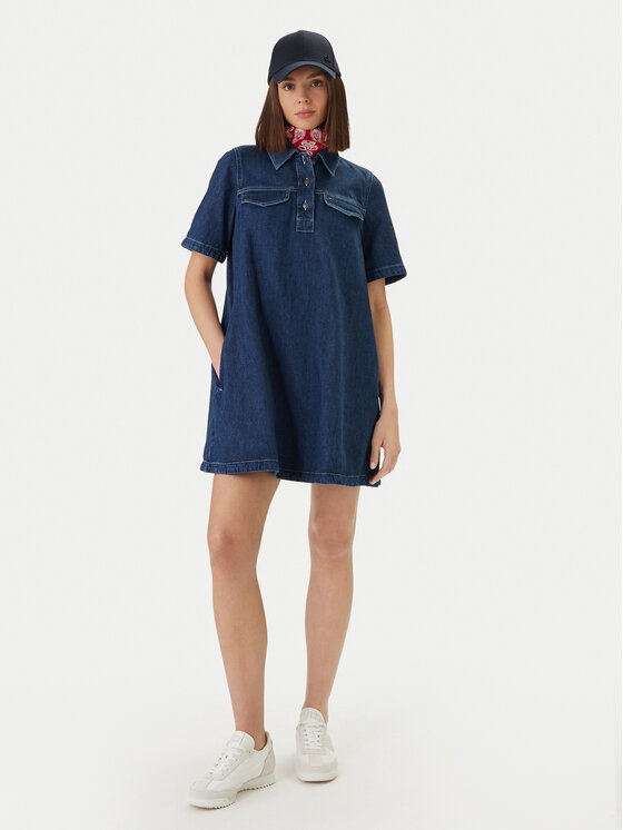 Tommy Jeans Tommy Jeans Jeanskleid DW0DW22989 Dunkelblau Regular Fit