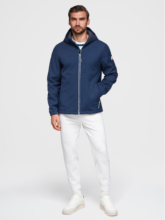 Ombre Ombre Kurtka przejściowa OM-JANP-0292 Granatowy Regular Fit