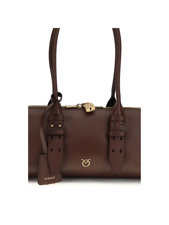 PINKO PINKO Borsetta Brown Calf Leather Bos Taurus Shoulder Marrone