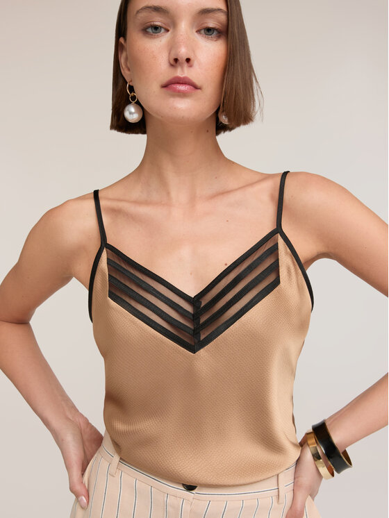 Motivi Motivi Top D035Q000542N002 Kremowy Regular Fit