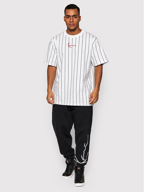 Karl Kani Karl Kani T-krekls Signature Pinstripe 6030152 Balts Regular Fit