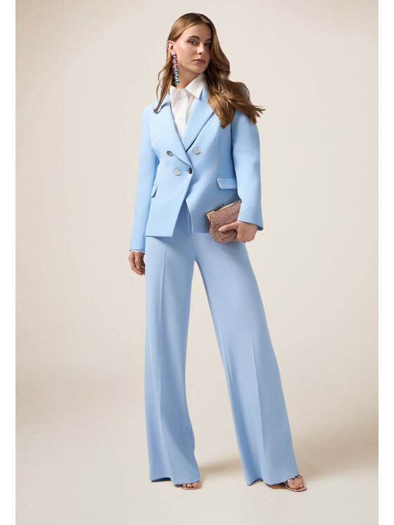 Oltre Oltre Pantaloni di tessuto P041R008511N004 Turchese Baggy Fit