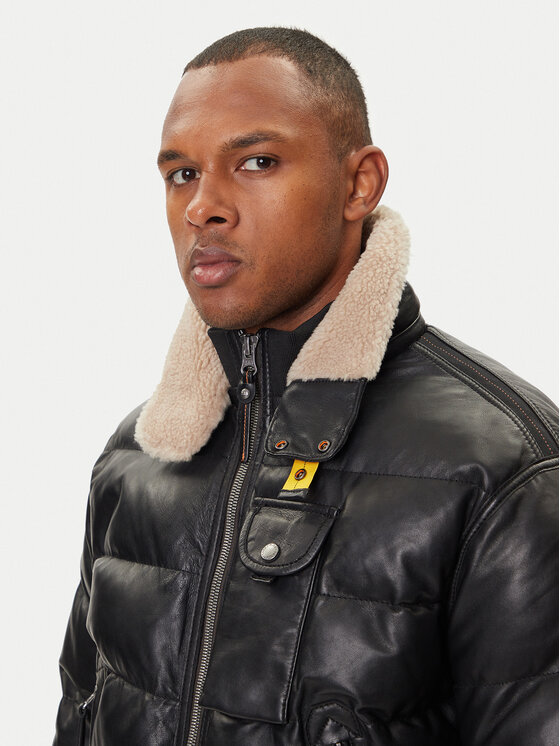 Parajumpers Parajumpers Lederjacke Gian 25WMPMJKLE03 Schwarz Regular Fit