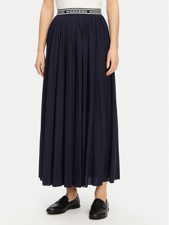 Weekend Max Mara Weekend Max Mara Plisovaná sukně Bleu 2515771031 Tmavomodrá Regular Fit