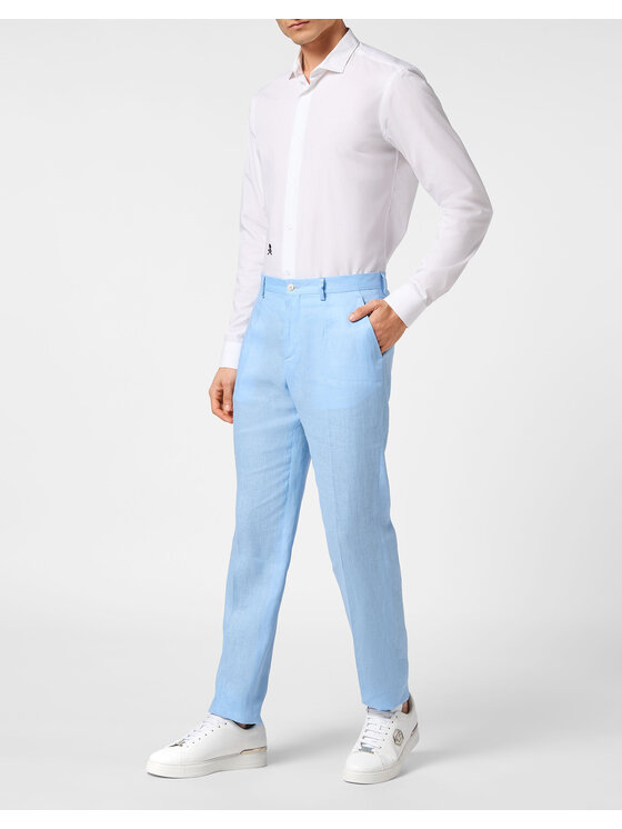 PHILIPP PLEIN PHILIPP PLEIN Spodnie materiałowe 9279 Niebieski jasny Regular Fit