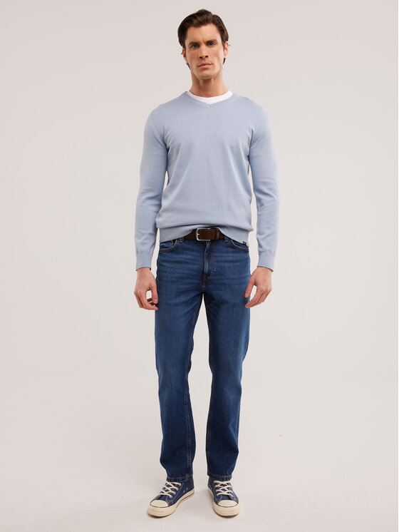 BIG STAR BIG STAR Sweter VASSIC Niebieski Basic Fit