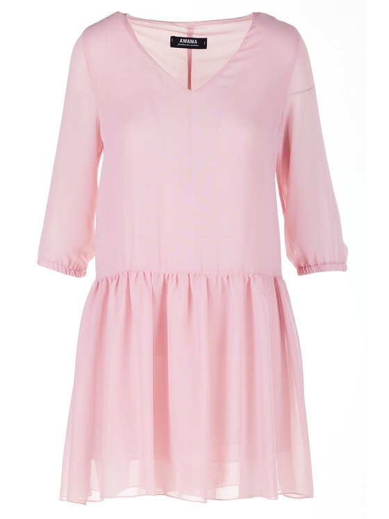 Awama Awama Sukienka letnia A514 Różowy Basic Fit