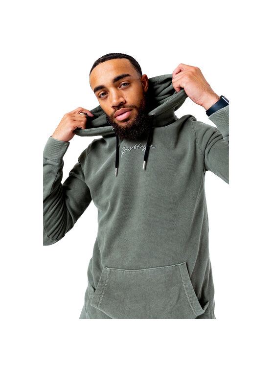 HYPE HYPE Felpa Justhype Acid Wash Hoody Verde Regular Fit