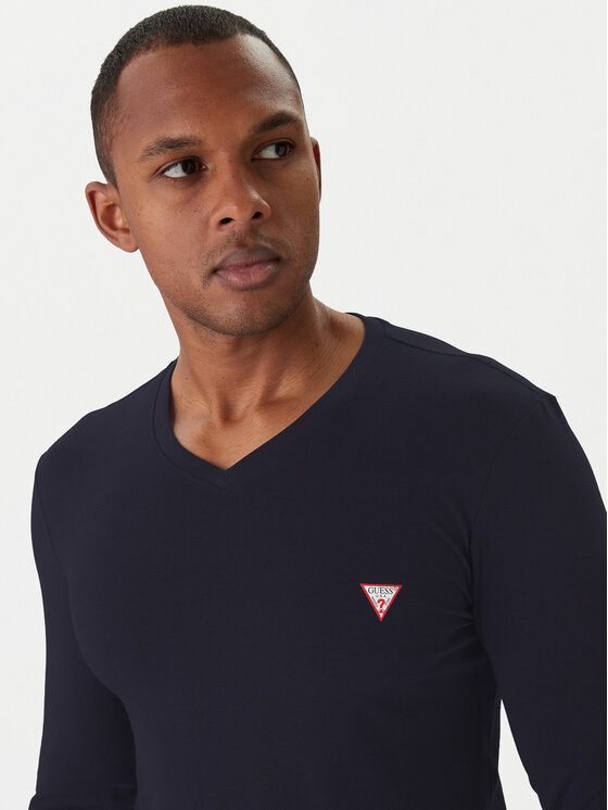 Guess Guess Тениска с дълъг ръкав M2YI08 J1314 Тъмносин Slim Fit