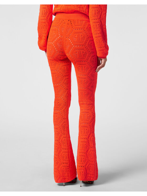 PHILIPP PLEIN PHILIPP PLEIN Spodnie dzianinowe 2385 Pomarańczowy Flare Fit