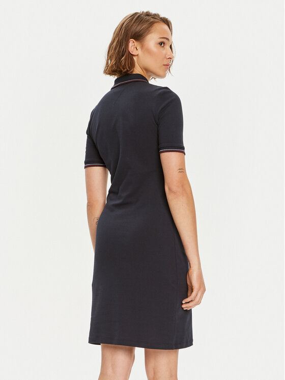 Tommy Hilfiger Tommy Hilfiger Rochie de zi Slim RWb Tipping Polo 1/2SLV DRS WW0WW42114 Bleumarin Slim Fit