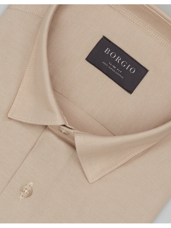 Borgio Borgio Koszula olivola_00665_bz Beżowy Slim Fit