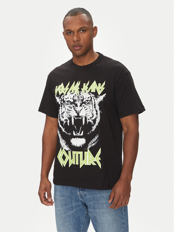 Versace Jeans Couture Versace Jeans Couture Тишърт 78GAHT06 Черен Regular Fit