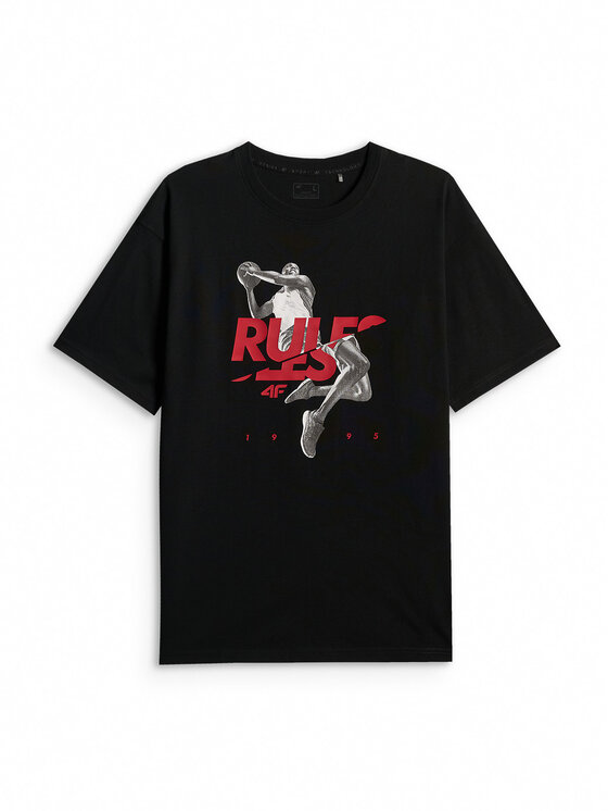 4F 4F T-Shirt ESSENTIALS Czarny Loose Fit