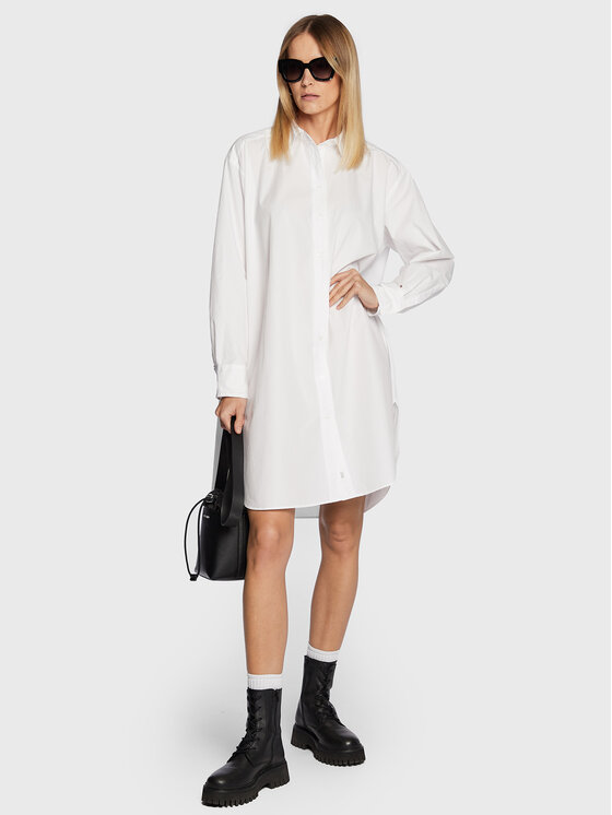 Tommy Hilfiger Tommy Hilfiger Ing ruha Solid WW0WW37102 Fehér Oversize