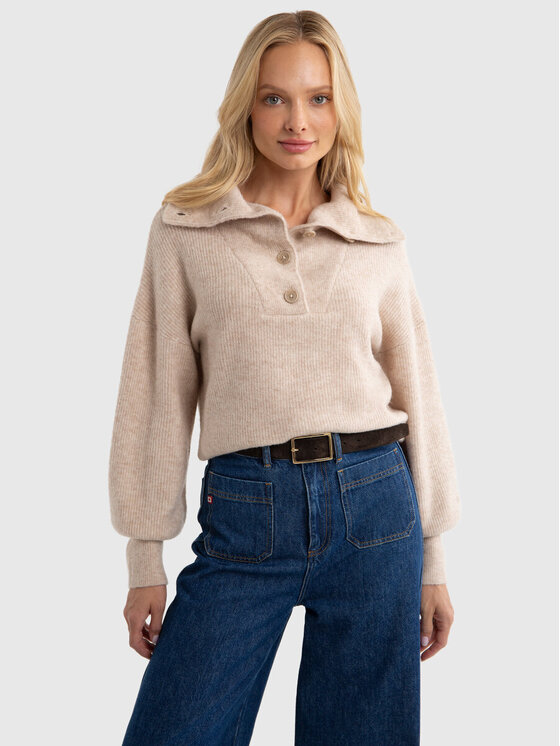 BIG STAR BIG STAR Sweter PULINA_801_160 Beżowy Classic Fit