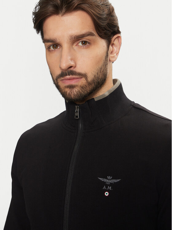 Aeronautica Militare Aeronautica Militare Majica dugih rukava 242TF082F459 Crna Regular Fit