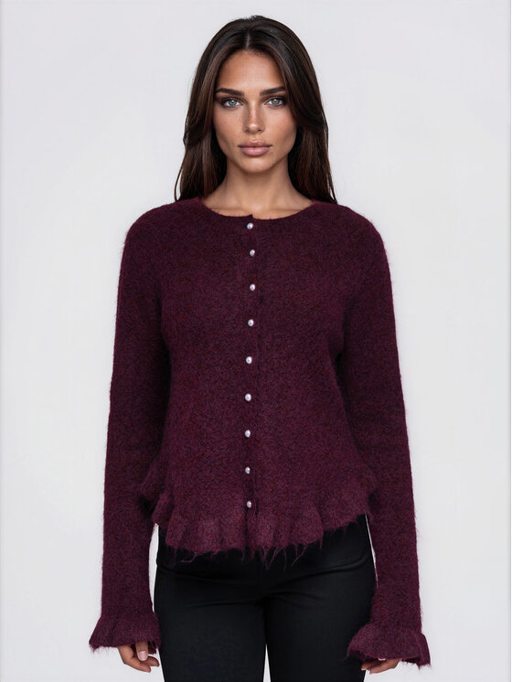 Ombre Ombre Sweter OW-SW-E0010 Bordowy Regular Fit