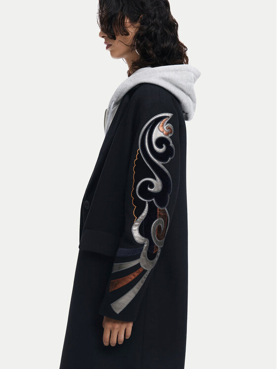 Desigual Desigual Płaszcz wełniany Cracovia 24WWEWBA Czarny Regular Fit