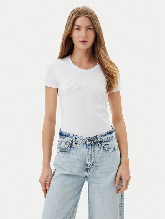 Guess Guess T-Shirt W5GI17 J1314 Bílá Slim Fit