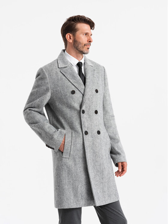 Ombre Ombre Płaszcz OM-COWC-0118 Beżowy Regular Fit